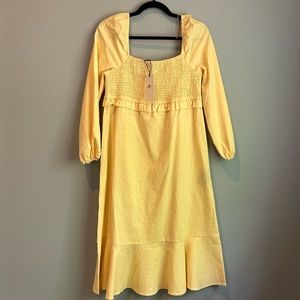 7 for all mankind yellow linen summer dress size M NWT
